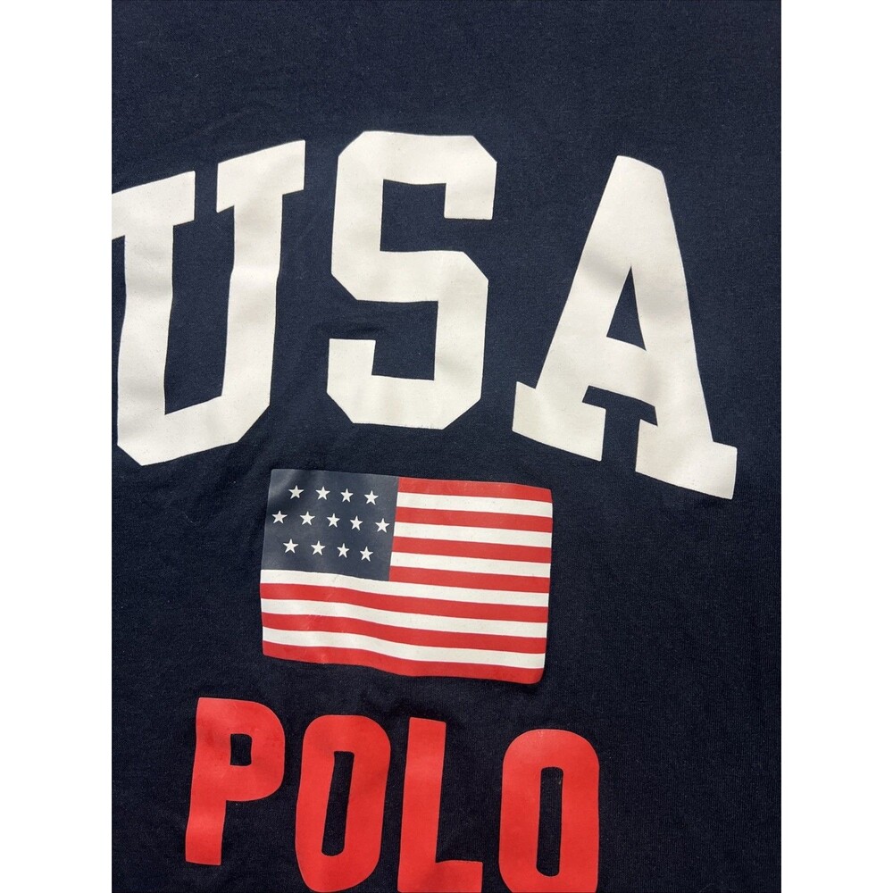 Polo Ralph Lauren Shirt Men 2XB 2TG Blue Classic Fit USA Flag POLO Graphic Tee - Picture 2 of 6